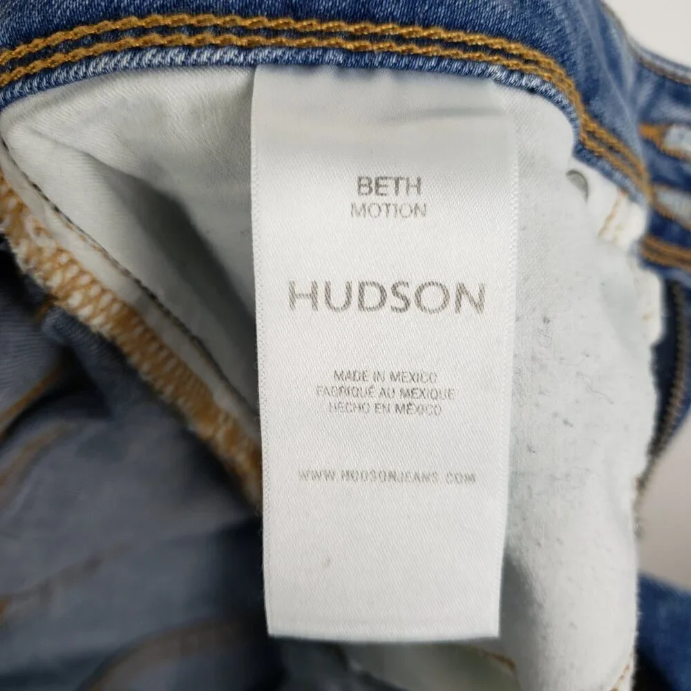 Hudson Beth Motion Jeans Mid Rise Bootcut Flap Pocket Blue Denim Womens 29 - Picture 8 of 9